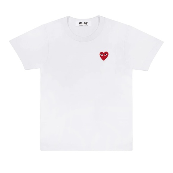 Comme des Garcons PLAY Tops - PLAY COMME DES GARÇONS red heart patch white cotton t-shirt tee shirt